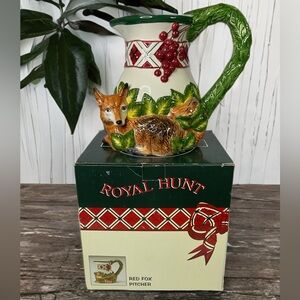 3D Red Fox Noritake Royal Hunt collection pitcher. New in box.